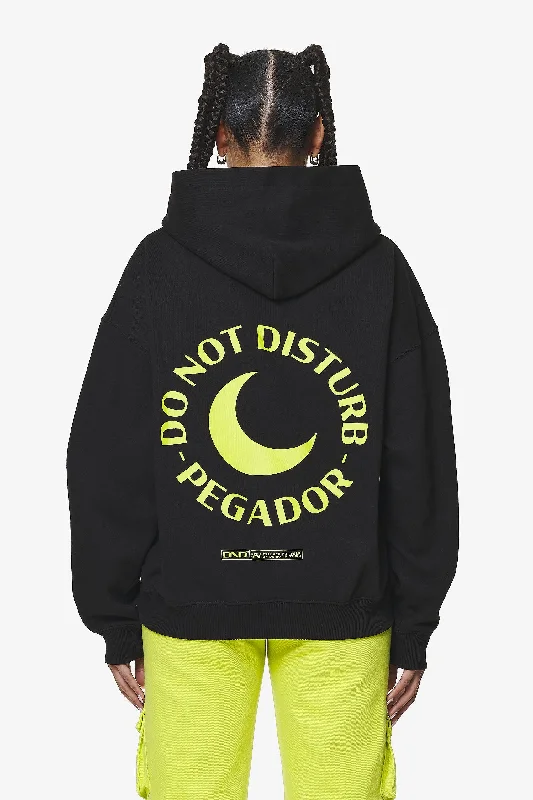 Ekne Oversized Hoodie Black Hoodie with Hem Detail Decorative Unique