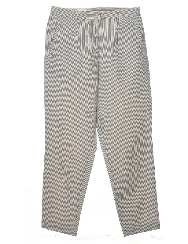 L.L. Bean Grey & White Casual Striped Trousers - W30 L28 Trousers practical durable