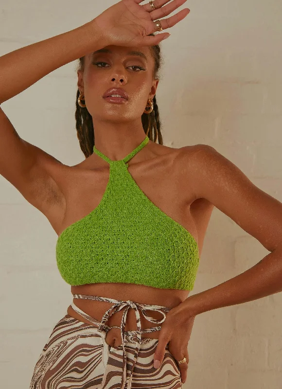 Alyson Crop Top - Green Front Pockets Side Pockets Patch Pockets
