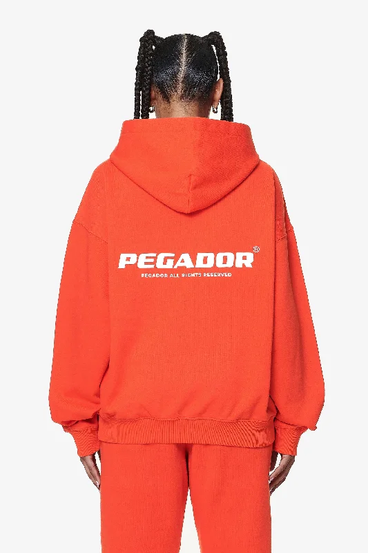 Atna Logo Oversized Hoodie Washed Signal Red Hoodie with Hem Embroidery Detailed Premium Atna Logo Oversized Hoodie Washed Signal Red Hoodie with Hem Embroidery Detailed Premium