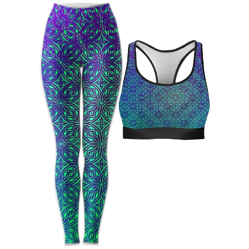 Psy Mosik Sea Rave Bra and Leggings Combo Comfortable Stretch Leggings