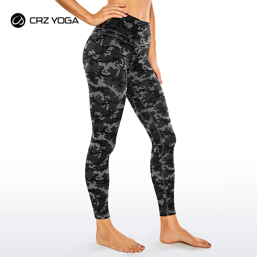CRZ YOGA Women's Naked Feeling High-Rise Tight Yoga Pants Workout Fitness Leggings With High Elasticity-25 Inches Fashionable Seamless Leggings