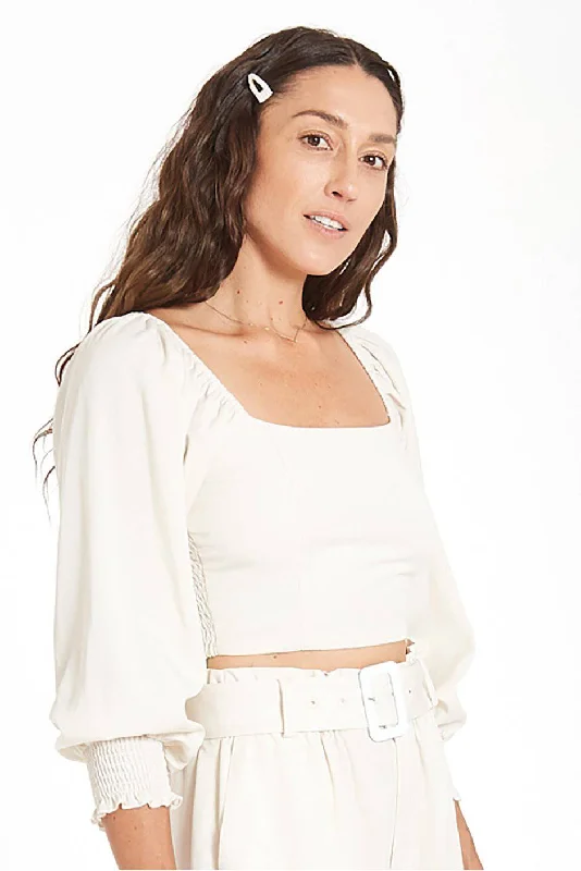 Liv Crop Top (Coconut Milk) Elasticated Padded Insulated