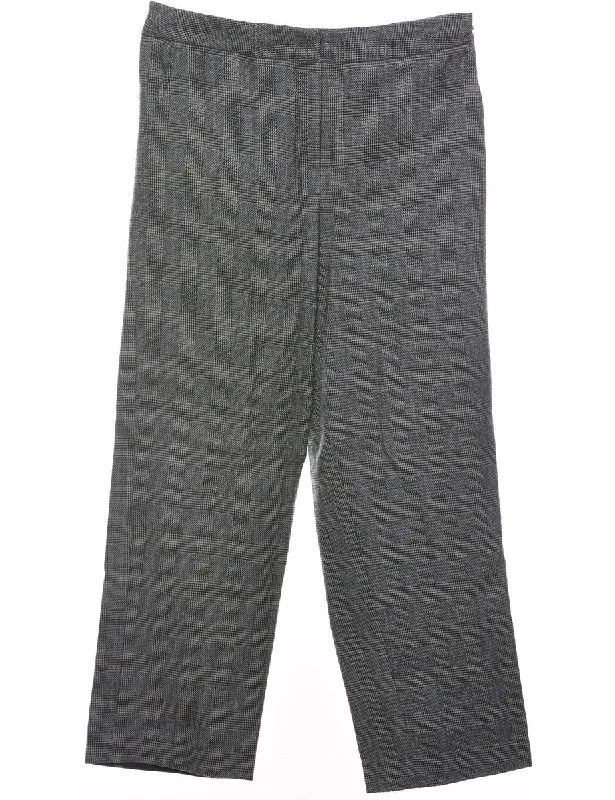 Dogtooth Check Dark Grey 1990s Trousers - W30 L29 Trousers Velvet Soft