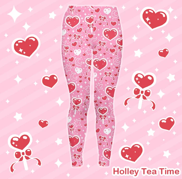 Sweet Feelings pink leggings [made to order] Trendy High-Waist Tummy Control Leggings