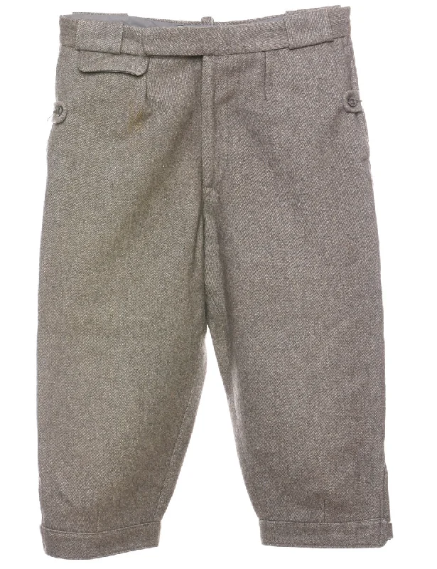 Dark Grey Wool Cropped Trousers - W32 L19 Trousers Evening Elegant