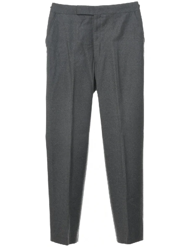 Dark Grey Trousers - W33 L33 High Waist Slim Fit Ankle Length