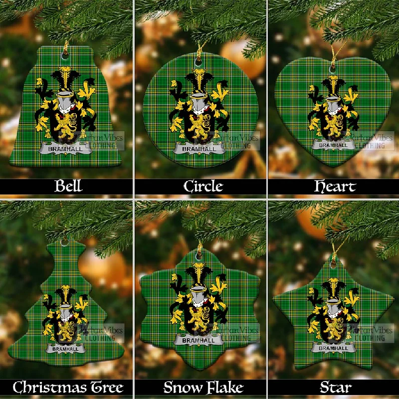 Bramhall Irish Clan Tartan Christmas Ceramic Ornament with Coat of Arms Hook-and-Loop Buckled Tied Bramhall Irish Clan Tartan Christmas Ceramic Ornament with Coat of Arms Hook-and-Loop Buckled Tied