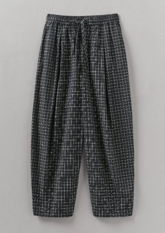 Minako Graph Check Cotton Cashmere Trousers | Slate Trousers Plaid Checkered