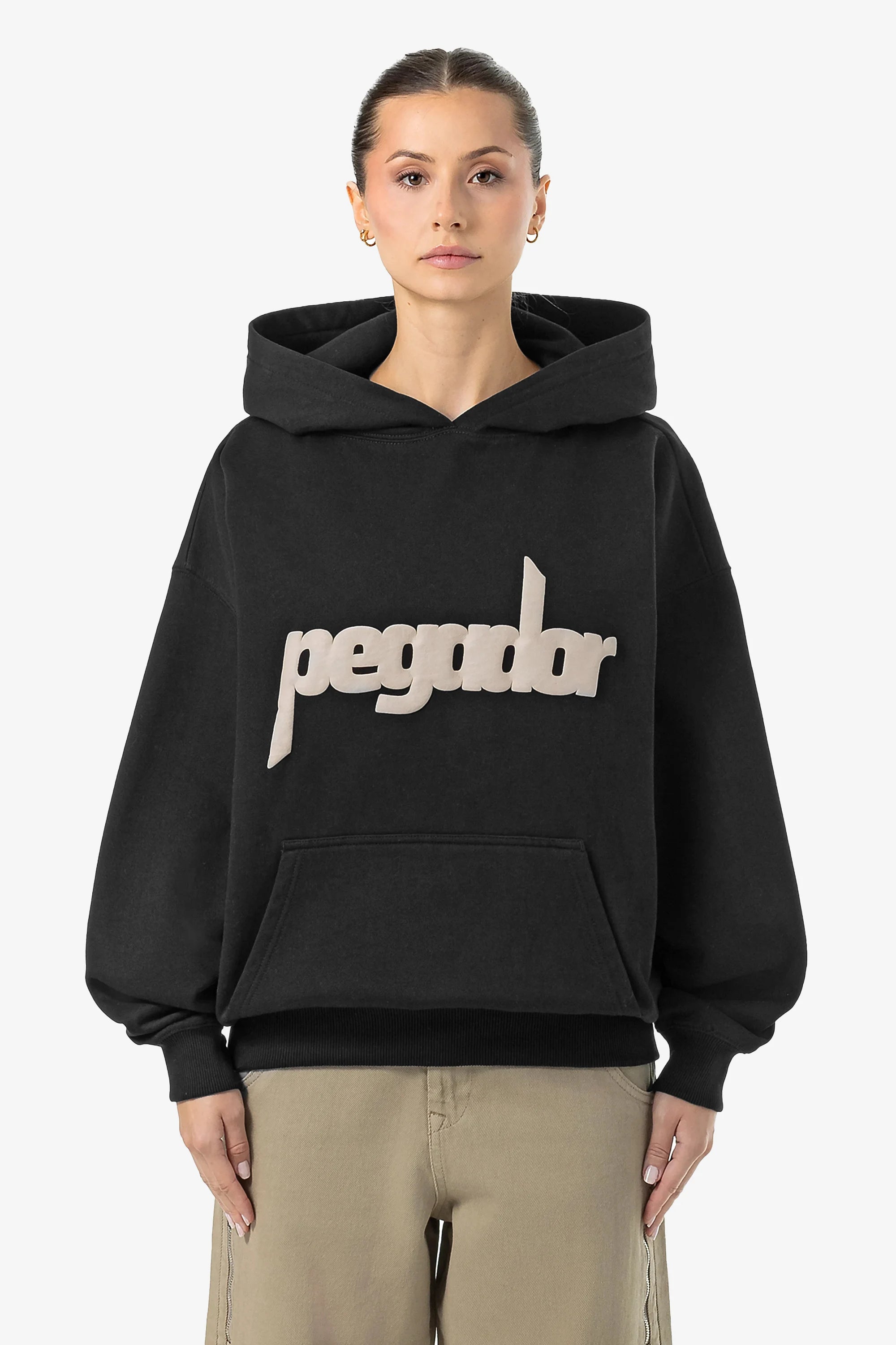 Bonnie Oversized Hoodie Washed Black Hoodie with Toggle Buttons Decorative Unique