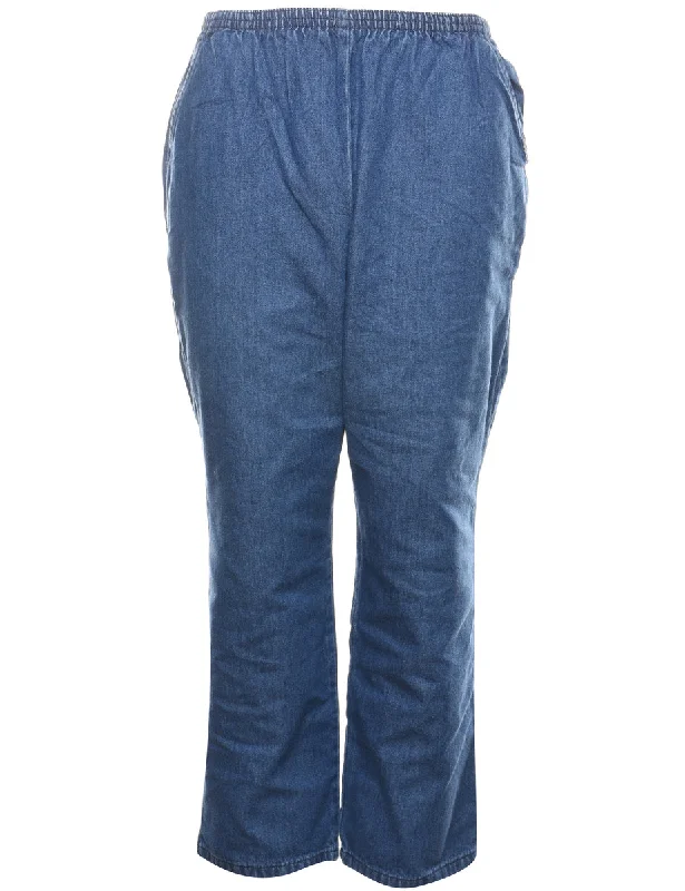 Medium Wash Denim Trousers - W24 L27 Trousers Tapered Slim Fit