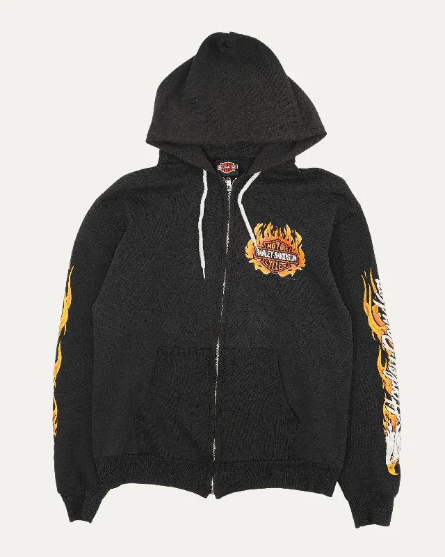 Harley Davidson Lake Shore Waukegan Zip Up Hoodie Hoodie with Drop Shoulder Relaxed Streetwear Harley Davidson Lake Shore Waukegan Zip Up Hoodie Hoodie with Drop Shoulder Relaxed Streetwear