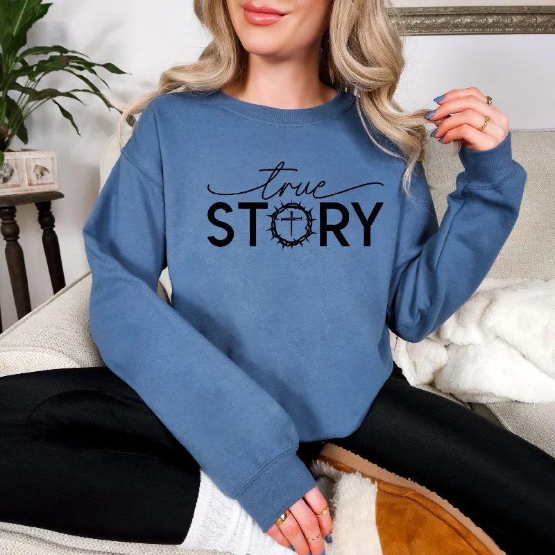 Hazel Blues® | True Story Graphic Sweatshirt Hoodie with Strings Custom Fit Adjustable Hazel Blues® | True Story Graphic Sweatshirt Hoodie with Strings Custom Fit Adjustable