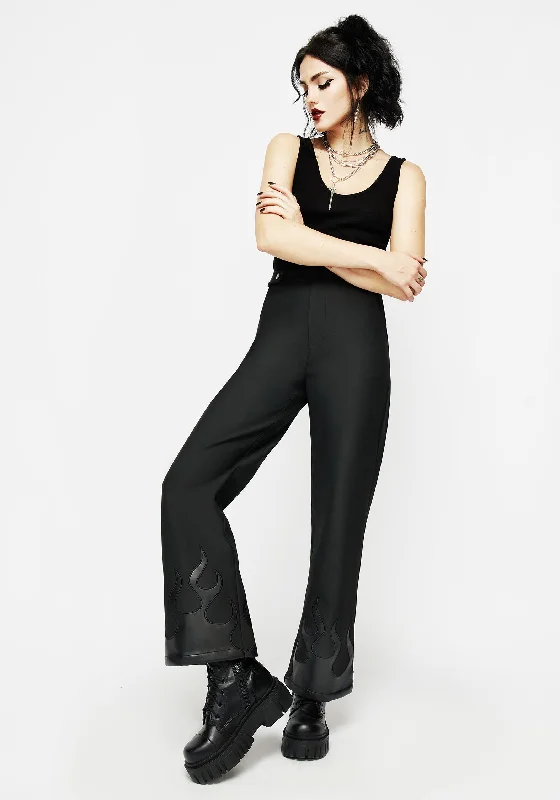 Ignite Faux Leather Tailored Trousers High Waist Slim Fit Ankle Length