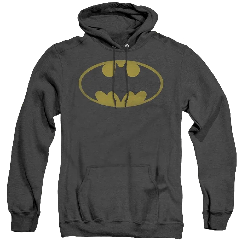 Dc Batman Washed Bat Logo - Heather Pullover Hoodie Notched Neck Pullover
