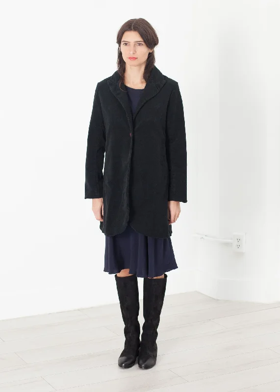 Griffon Coat in Black Fleece Down Feather