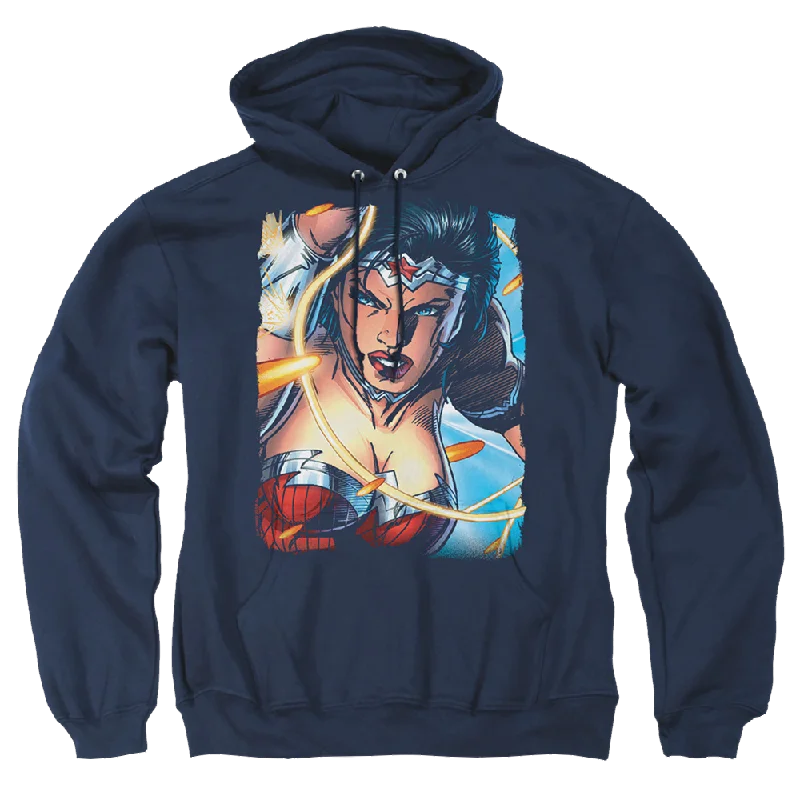 Justice League Scowl Pullover Hoodie Notched Neck Pullover