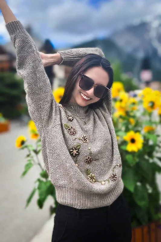 Lina Woman Pullover, Qiviuk, Merino & Silk Textured Knit Design