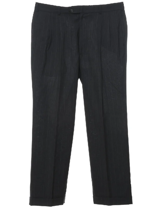 Wool Pinstriped Trousers - W35 L29 Trousers trendy modern
