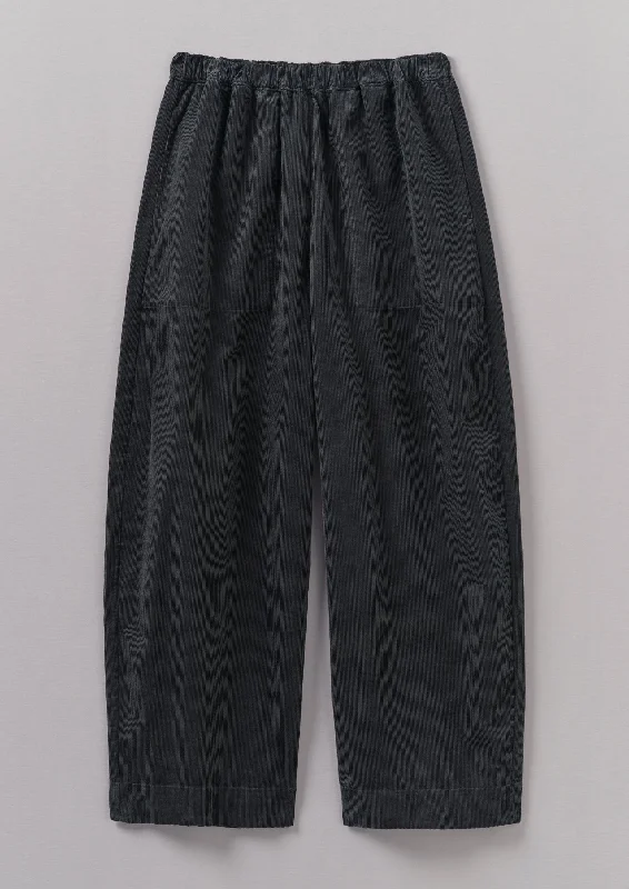 Organic Cord Barrel Leg Trousers | Charcoal Trousers Tapered Slim Fit