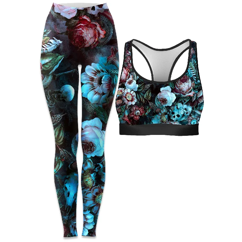 Eyes Of Darkness Rave Bra and Leggings Combo Trendy Activewear Leggings