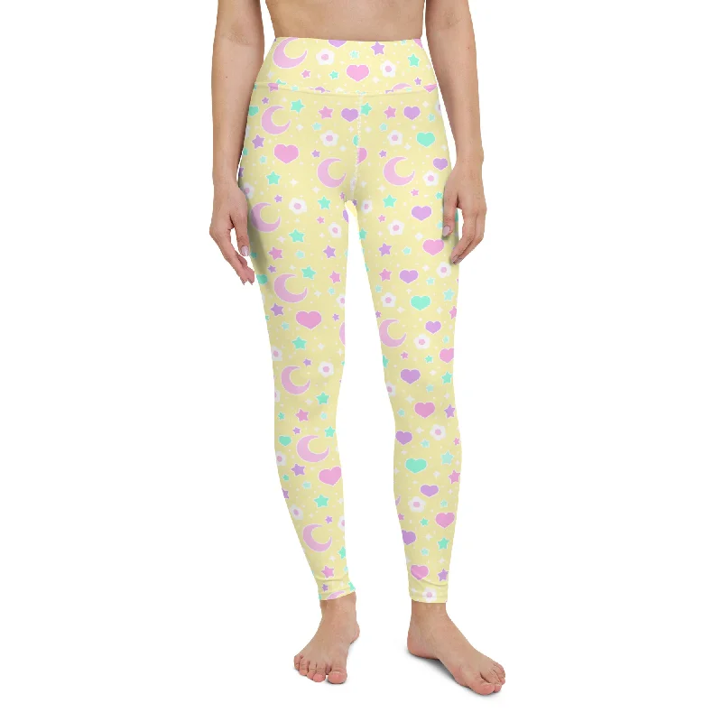 Magical Spring Yellow Yoga Leggings Trendy Faux Suede Leggings