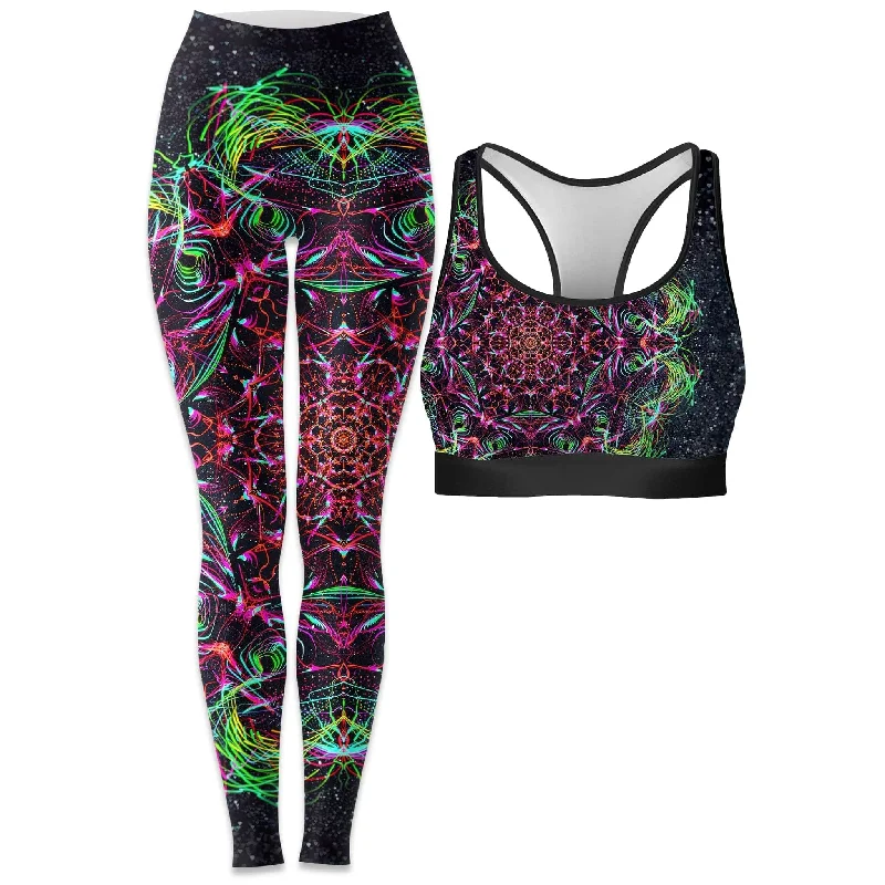 Galactic Portal Rave Bra and Leggings Combo Elegant Velvet Leggings