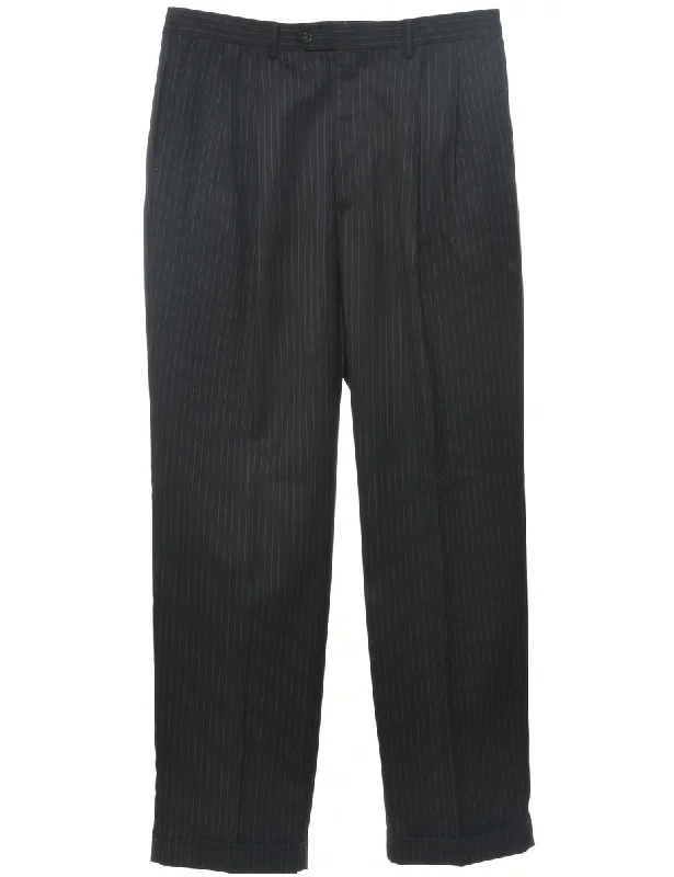 Wool Chaps Pinstriped Trousers - W34 L32 Trousers Prom Sequined