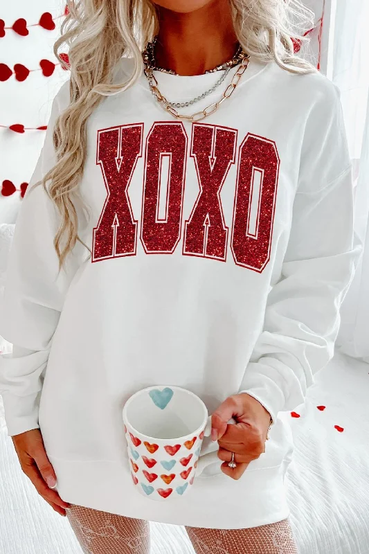 Hazel Blues® | Valentine’s Day XOXO Glitter Round Neck Sweatshirt Hoodie with Belted Waist Structured Tailored Hazel Blues® | Valentine’s Day XOXO Glitter Round Neck Sweatshirt Hoodie with Belted Waist Structured Tailored