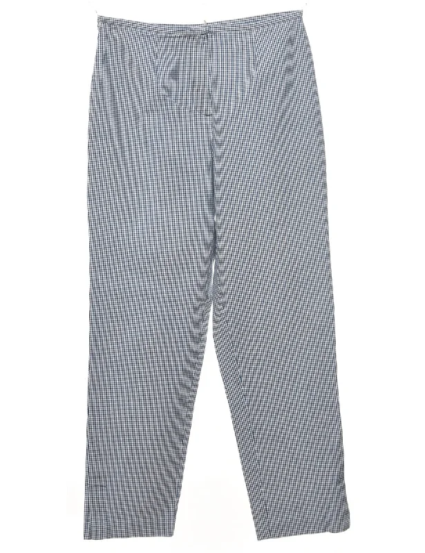 Tapered Checked Trousers - W28 L28 Trousers Summer Linen