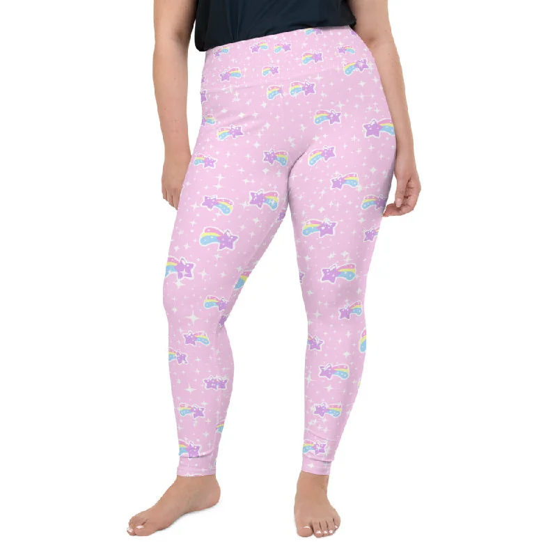 Bubblegum Bunny Shooting Stars Plus Size Leggings Comfortable Lounge Leggings