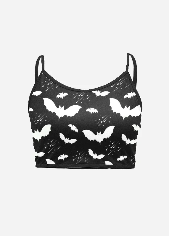 Bat Pattern Cami Crop Top Lace Blend Ribbed Blend Corduroy Blend