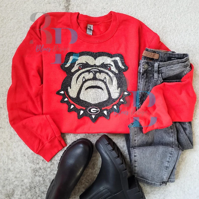 3Blues Designs | Hazel Blues® | Bulldog Mascot Sweatshirt Hoodie with Distressed Vintage Worn 3Blues Designs | Hazel Blues® | Bulldog Mascot Sweatshirt Hoodie with Distressed Vintage Worn