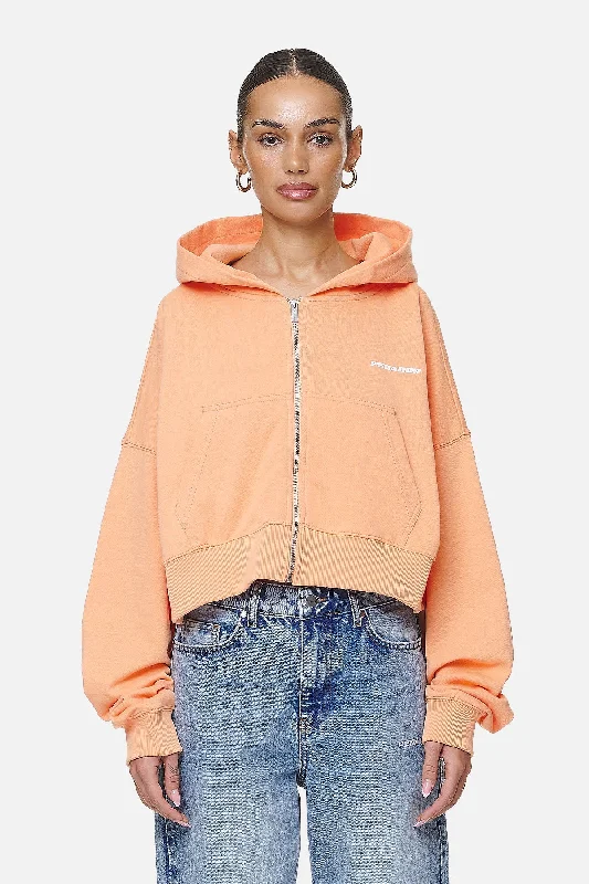 Marla Cropped Zip Hoodie Washed Apricot White Gum Hoodie with Color Block Contrast Stylish Marla Cropped Zip Hoodie Washed Apricot White Gum Hoodie with Color Block Contrast Stylish