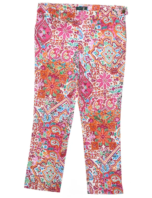 Ralph Lauren Floral Print Multi-Colour Trousers - W34 L27 Trousers Modern Contemporary
