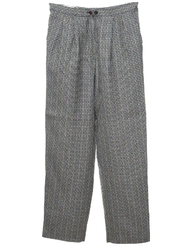 Dogtooth Multi-Colour Patterned Trousers - W30 L31 Trousers Satin Smooth
