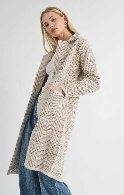 HOUNDSTOOTH COAT Rayon Velvet Corduroy