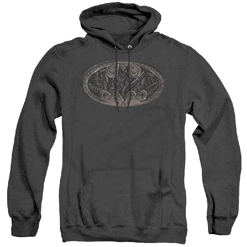 Dc Batman Bio Mech Bat Shield - Heather Pullover Hoodie Shawl Collar Sweater