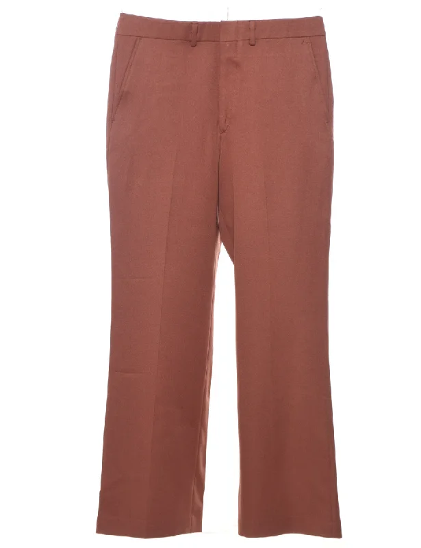 Maroon Straight-Fit Trousers - W34 L30 Trousers fashionable trendy