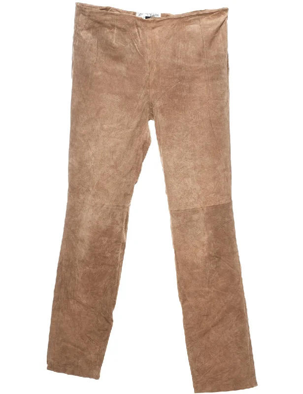 Light Brown Classic Suede Trousers - W32 L32 Trousers Exclusive Limited