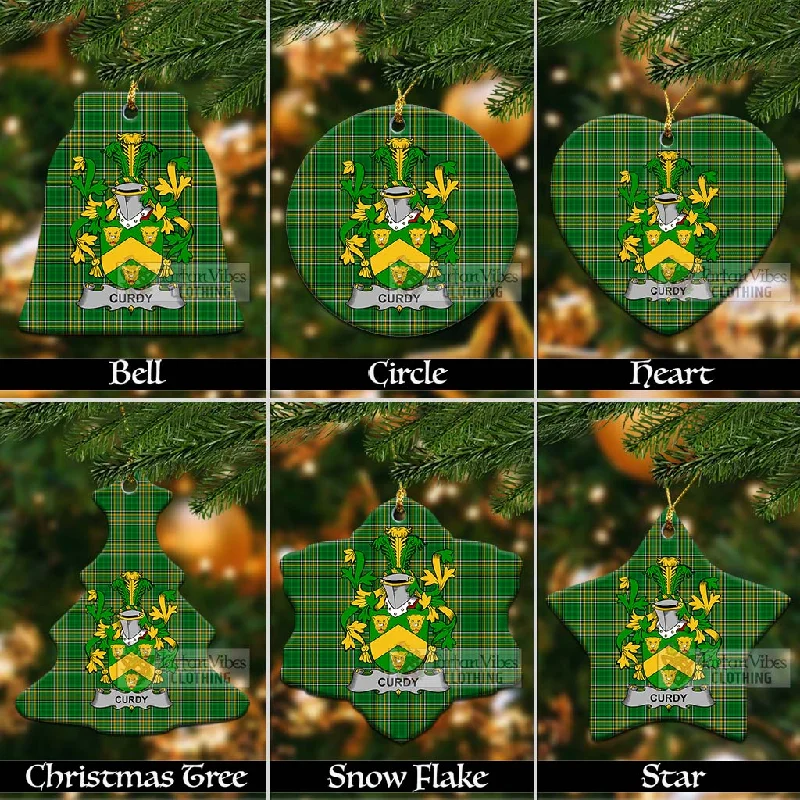 Curdy Irish Clan Tartan Christmas Ceramic Ornament with Coat of Arms Bodycon Sheath Shift Curdy Irish Clan Tartan Christmas Ceramic Ornament with Coat of Arms Bodycon Sheath Shift