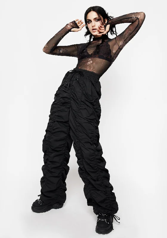 Shockwork Ruched Wide Leg Trousers Trousers Leisure Comfortable
