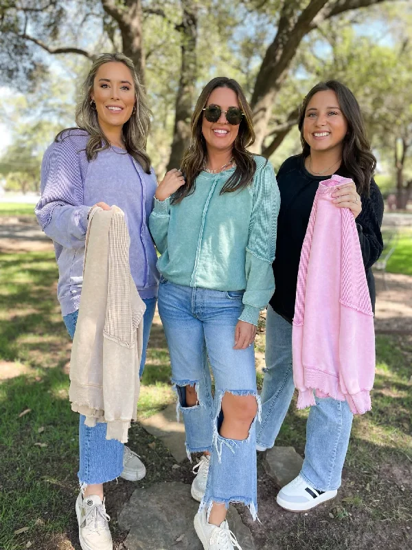 Hazel Blues® | Best Selling Elliott Exposed Seam Sweatshirt in Five Colors Hooded Sweatshirt Casual Wear Street Style Hazel Blues® | Best Selling Elliott Exposed Seam Sweatshirt in Five Colors Hooded Sweatshirt Casual Wear Street Style