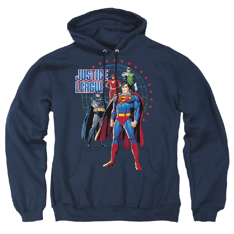 Justice League Protectors Pullover Hoodie Sabrina Neck Pullover