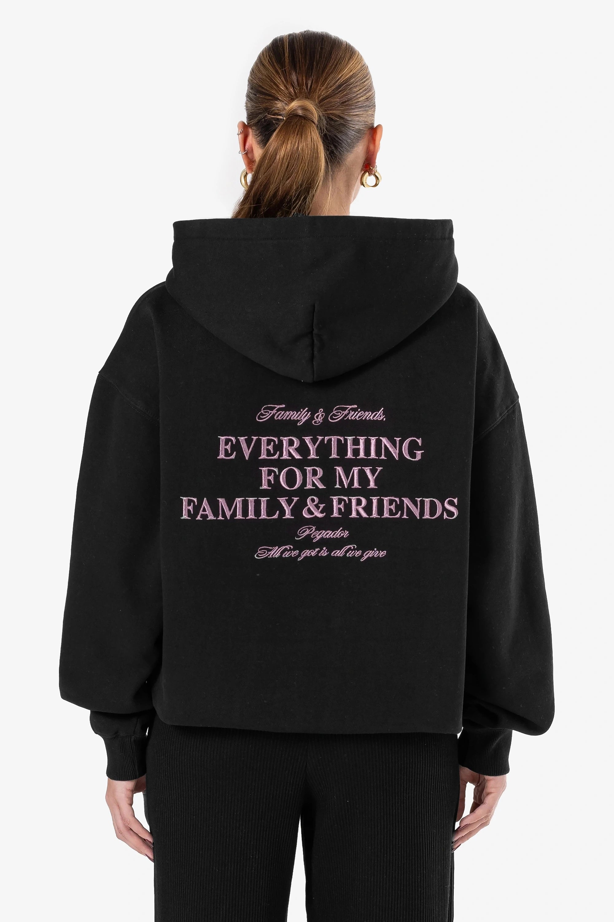 Ella Oversized Hoodie Washed Black Hoodie with Slim Fit Tailored Modern
