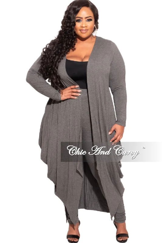 *Final Sale Plus Size 2-pc Set Duster and Leggings in Charcoal Chic Velvet Soft Leggings
