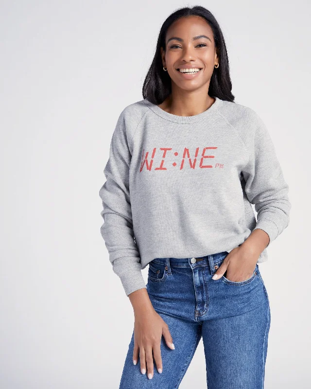 Wine Time Graphic Sweatshirt Hoodie with Ribbed Cuffs Snug Fit Comfort