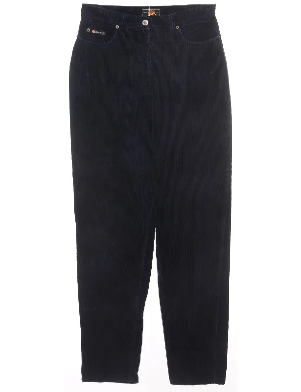 Tapered Corduroy Fabric Navy Trousers - W30 L30 Trousers Harem Relaxed Fit