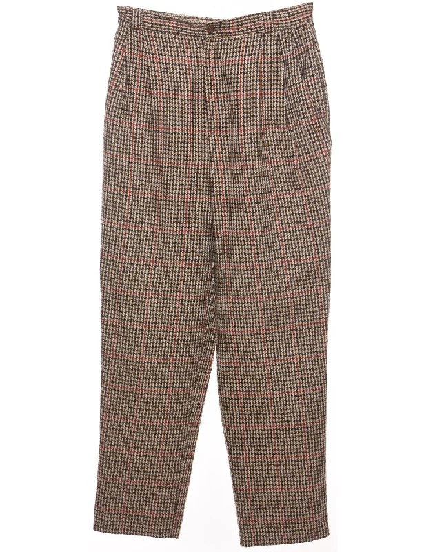 Dogtooth Multi-Colour Tapered-Fit Trousers - W31 L31 Trousers Palazzo Wide Leg