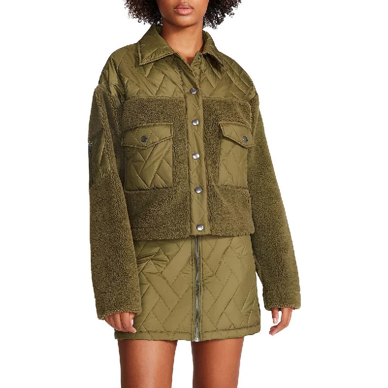 Steve Madden Womens Iris Faux Fur Quilted Faux Fur Coat Bomber Jacket Denim Jacket Leather Jacket Steve Madden Womens Iris Faux Fur Quilted Faux Fur Coat Bomber Jacket Denim Jacket Leather Jacket